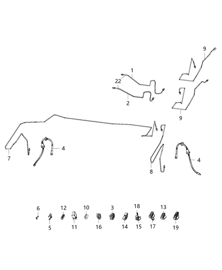 2021 Ram ProMaster 3500 Clip-Brake Line Diagram for 68073199AA