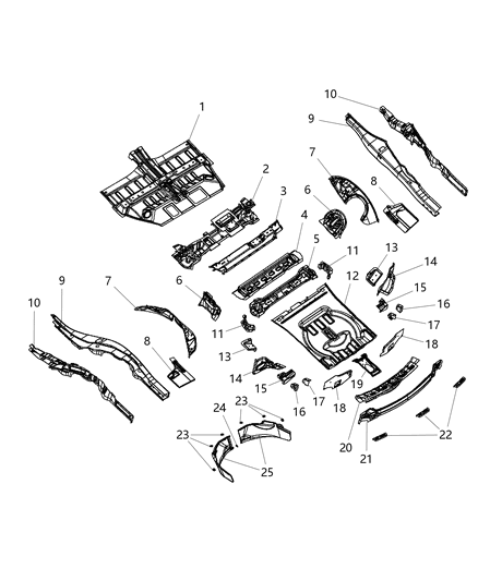 2012 Dodge Durango REINFMNT-Rear Rail Diagram for 68043186AB