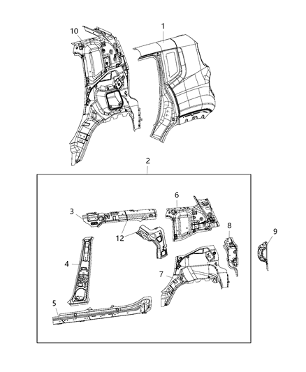 2018 Jeep Renegade Quarter Panel Diagram