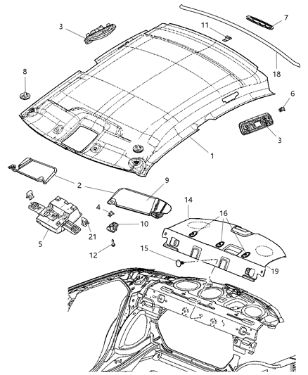 2007 Chrysler 300 Visor-Illuminated Diagram for 1AH06BD1AA