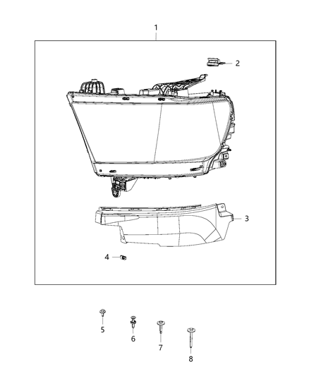 2019 Ram 1500 Headlamp Diagram for 68316089AD