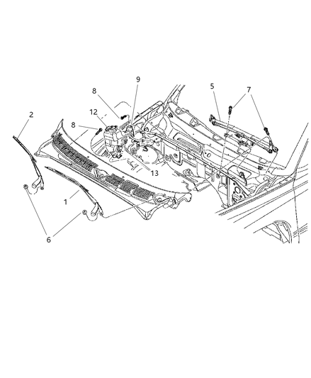 2002 Dodge Dakota Windshield Wiper & Washer Diagram