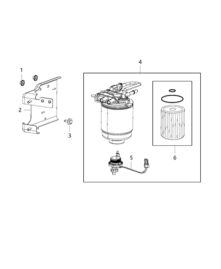 2016 Ram 3500 Filter Ki-FUEL/WATER Separator Diagram for 68197867AA