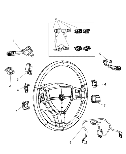 2009 Dodge Ram 1500 Wiring-Steering Wheel Diagram for 68056174AA