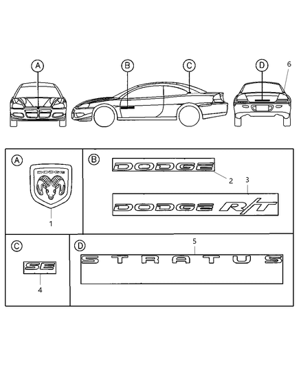 2002 Dodge Stratus NAMEPLATE-Se Diagram for MR533214