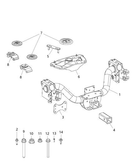2014 Ram 3500 Tow Hooks & Hitches, Rear Diagram