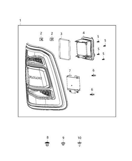 2020 Ram 1500 New Style Parts, Tail Lamps Service Diagram 4