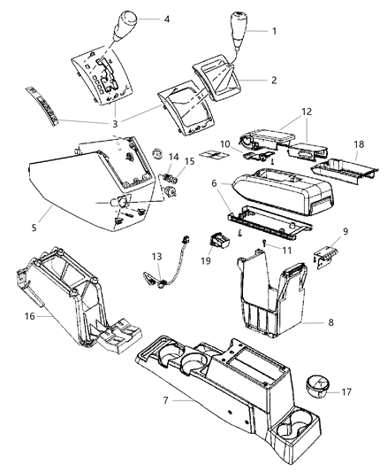 2012 Dodge Caliber Bezel-Floor SHIFTER Diagram for 1JW82XR2AB