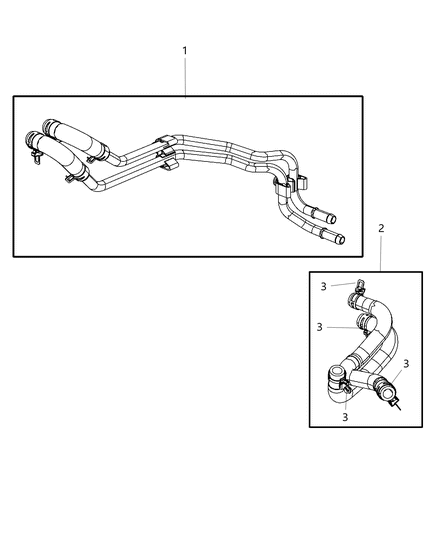 2018 Jeep Wrangler JK (Previous-generation) Heater Plumbing Diagram 1