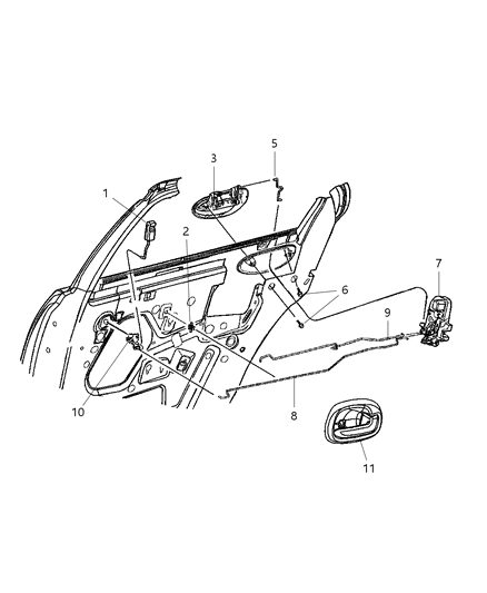 2006 Dodge Stratus Link-Remote Handle To Latch Diagram for 5056229AA