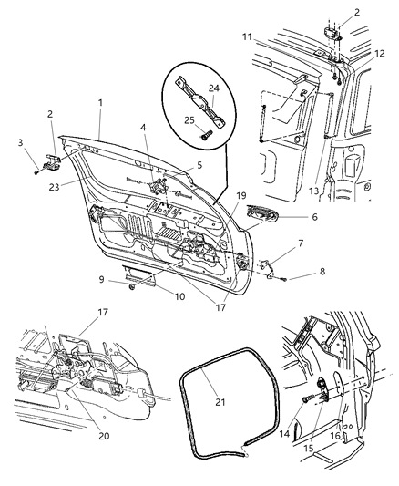 2004 Jeep Grand Cherokee Liftgate Glass Latch Diagram for 55136740AB