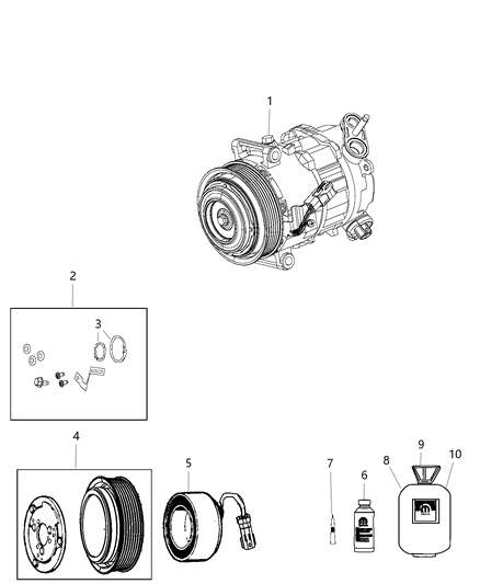 2021 Jeep Cherokee Clutch-A/C Compressor Diagram for 68225277AA
