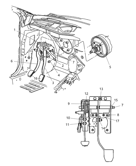 2004 Chrysler PT Cruiser Pad-Clutch Pedal Diagram for 4668899AA