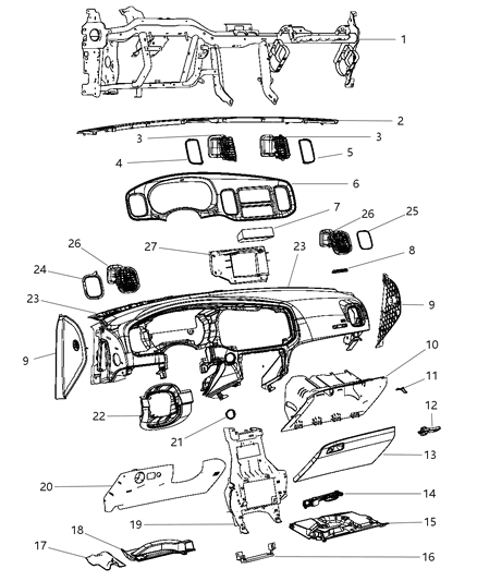 2019 Dodge Charger INSTRUMEN-Instrument Panel Closeout Diagram for 68335588AD