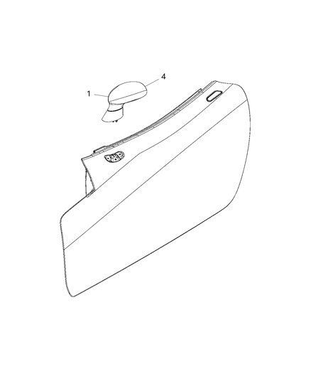 2014 Dodge Viper Outside Rear View Mirror Diagram for 1VX81BWAAA