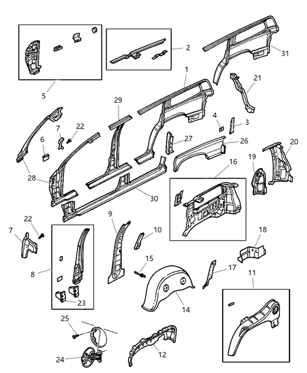 2001 Dodge Durango SILL-Body Side Diagram for 5012887AB