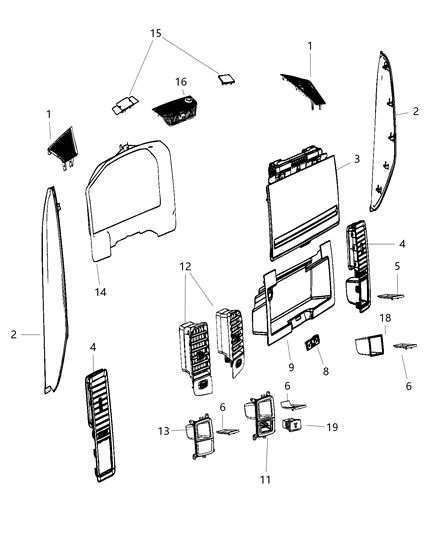 2016 Ram 1500 Outlet-Air Conditioning & Heater Diagram for 5VF361X9AA