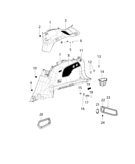 2015 Jeep Cherokee Panel-Quarter Trim Diagram for 1UD04DX9AE