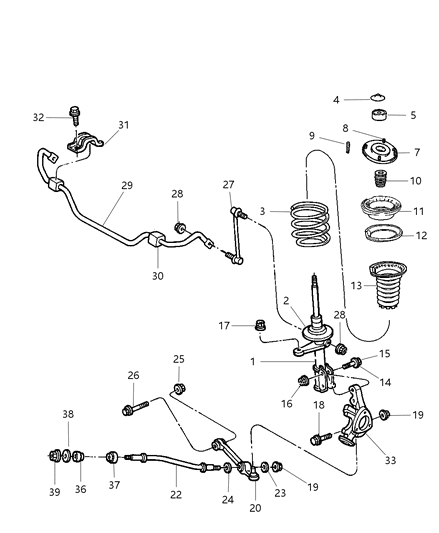 1999 Chrysler LHS Knuckle Front Diagram for 4782005AB