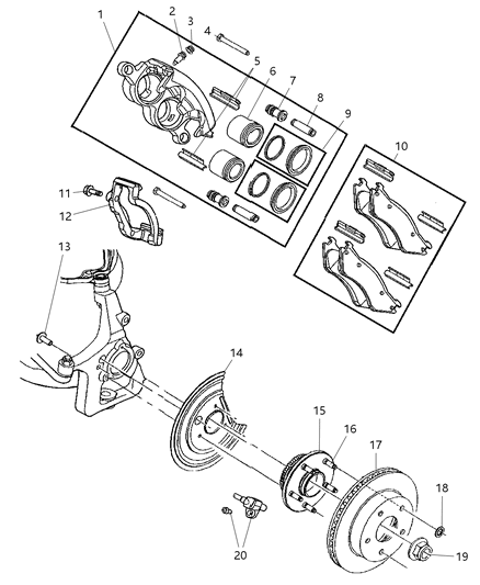 2006 Dodge Durango Brake Hub And Bearing Diagram for 52104499AD