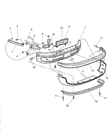 1998 Dodge Ram 2500 Quad & Club Cab Bumper, Front Diagram