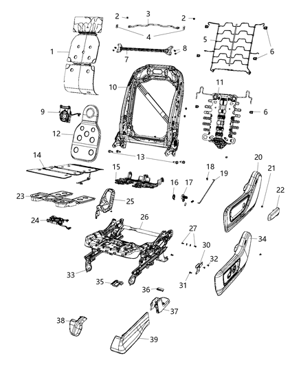2021 Ram 1500 Adjusters, Recliners, Shields And Risers - Driver Seat Diagram