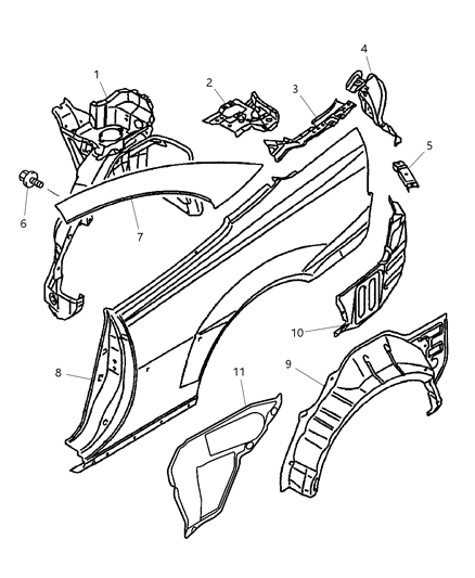 2004 Chrysler Sebring Panel-Rear Side Diagram for MR535498