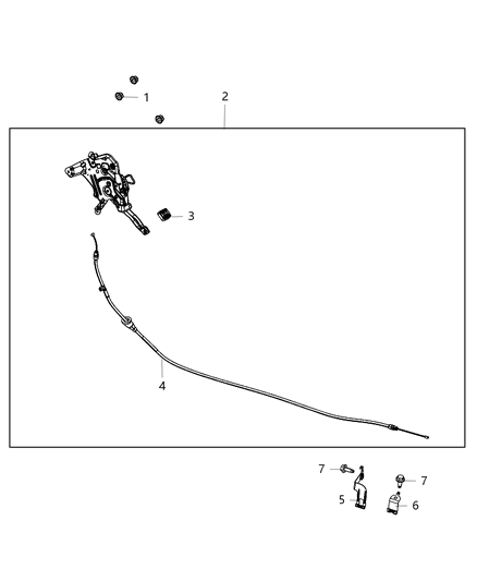 2015 Ram C/V Park Brake Lever & Cables, Front Diagram