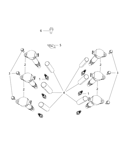 2010 Dodge Challenger Spark Plugs, Ignition Coil And Cables Diagram 1