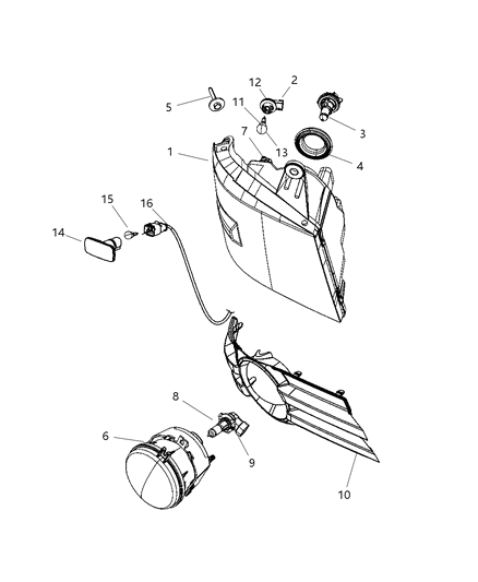 2011 Chrysler Town & Country Cover-Headlamp Diagram for 68030813AA