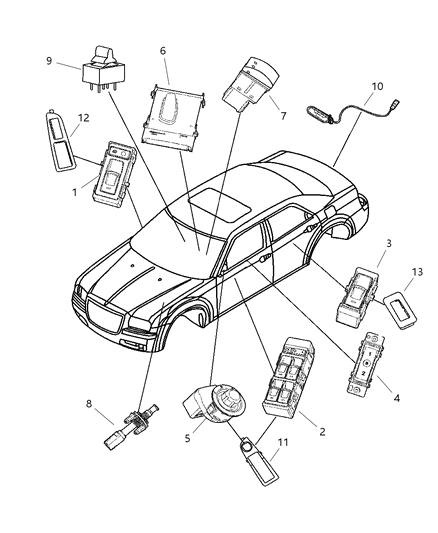 2007 Dodge Magnum Bezel-Power Window Switch Diagram for 1AZ62XDVAA