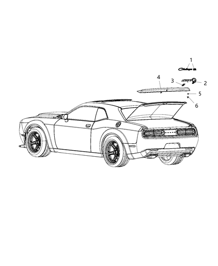 2019 Dodge Challenger Nameplate Diagram for 68312271AA
