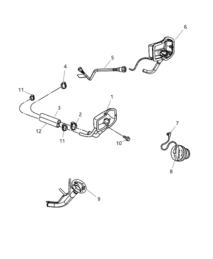 2005 Dodge Dakota Hose-Fuel Filler Tube Diagram for 52013212AA