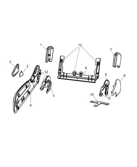 2008 Dodge Nitro Adjusters, Recliners & Shields - Passenger Seat - Manual Diagram