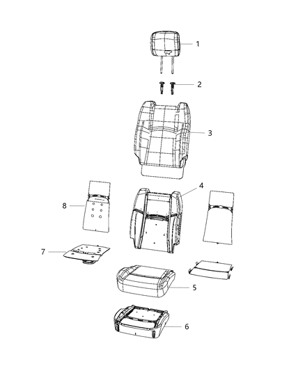 2019 Ram 3500 Pickup Front Seat, Bucket Diagram