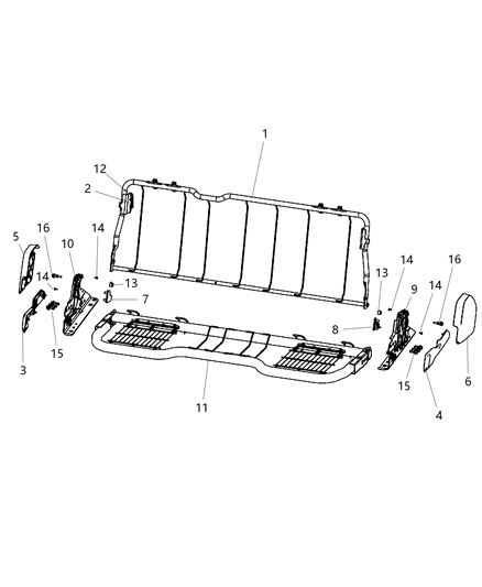 2012 Ram 2500 Crew Cab - Rear Seat Hardware - Bench Diagram