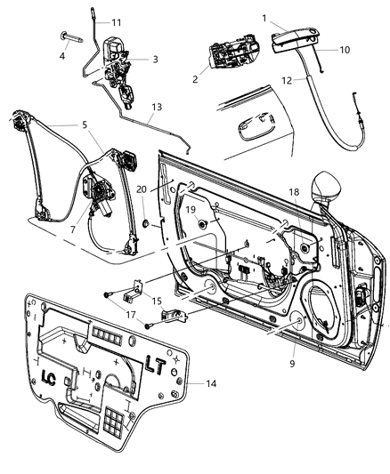 2011 Dodge Challenger Handle-Front Door Exterior Diagram for 1MZ84GGEAF