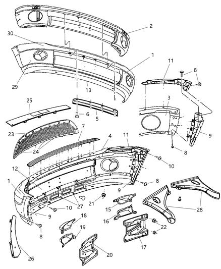 2006 Dodge Ram 1500 Grille-Bumper Diagram for 5030014AA