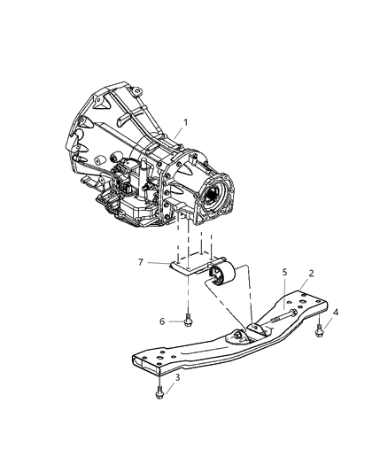 2004 Jeep Liberty Rear, Transmission Mounting Diagram 6