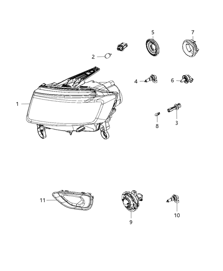 2019 Jeep Grand Cherokee Parts, Headlamp Service Diagram 2