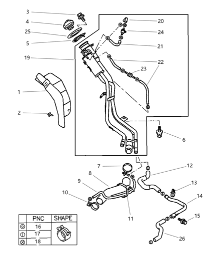 2001 Chrysler Sebring Hose-Fuel Filler Vent Diagram for MR487807