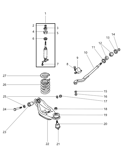 2000 Dodge Ram Wagon Lower Control Arms, Springs, Shocks And Strut - Front Diagram