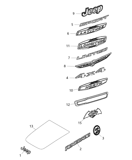 2016 Jeep Renegade Emblem-LIFTGATE Diagram for 68317242AA