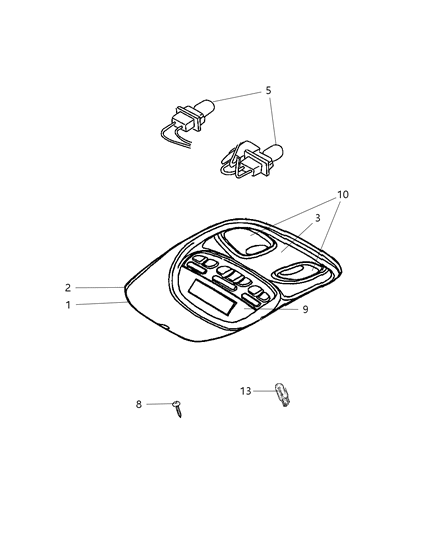 2009 Dodge Durango Console-Overhead Diagram for 1GL821D1AA