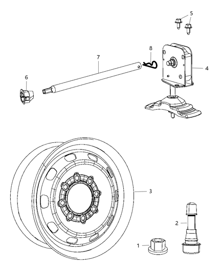 2012 Ram 2500 GROMMET-Spare Tire WINCH Tube Diagram for 52021669AB