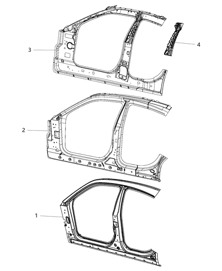 2015 Dodge Charger Panel-Body Side Aperture Inner Diagram for 68266966AC