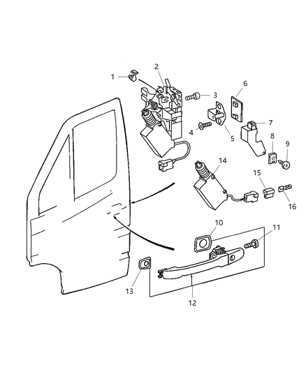 2006 Dodge Sprinter 2500 Front Door Latch Diagram for 5104337AA