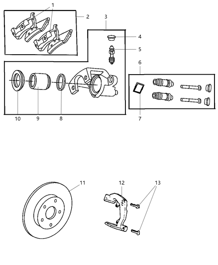 2002 Jeep Grand Cherokee Rear Disc Brake Caliper & Rotor Diagram