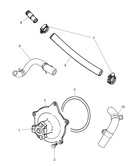 1999 Chrysler Town & Country Water Pump & Related Parts Diagram 1