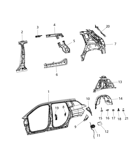 2019 Jeep Compass REINFMNT-C-Pillar Diagram for 68244051AA